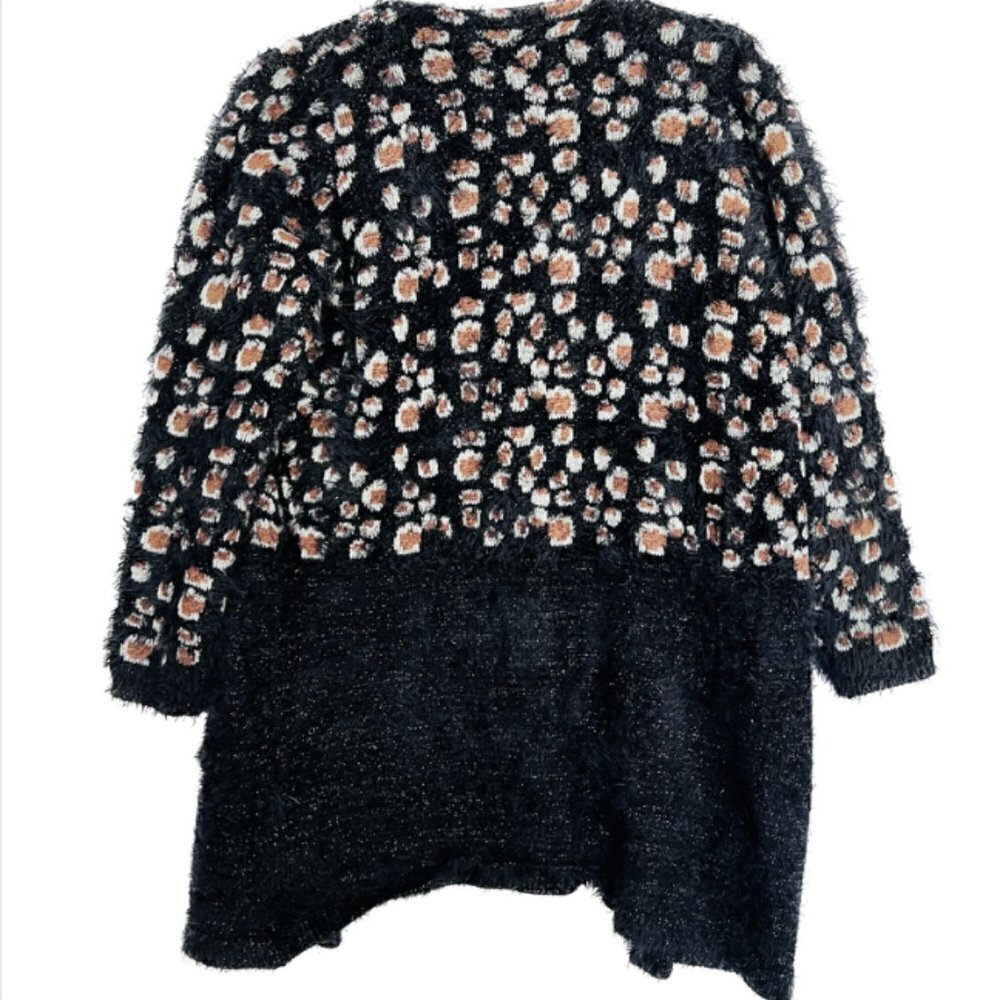 LA FEE VERTE Anthropologie Black Brown Leopard Mohair Long Cardigan Sweater M - Picture 8 of 8